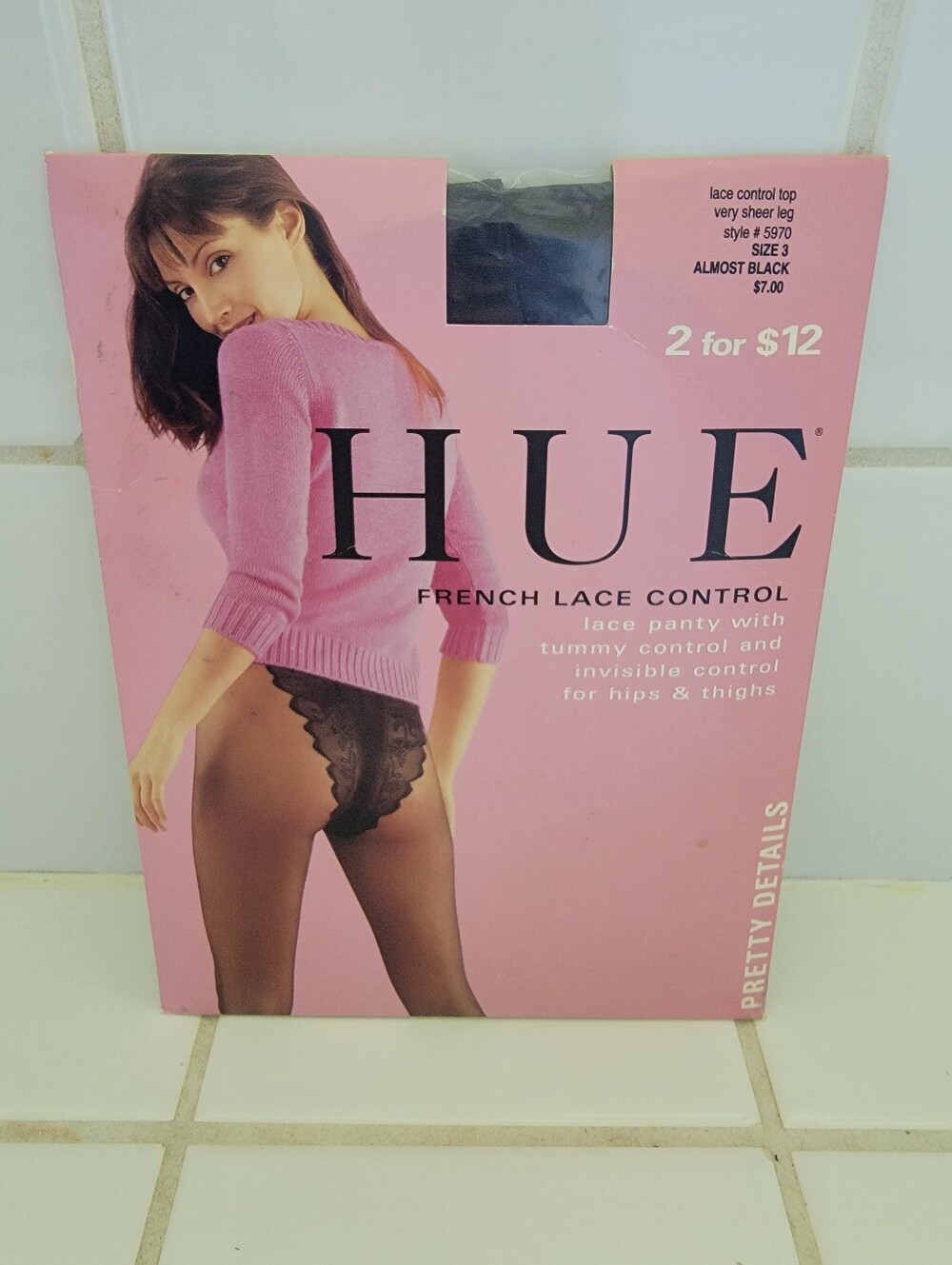 HUE French Lace Control Panty - Almost Black